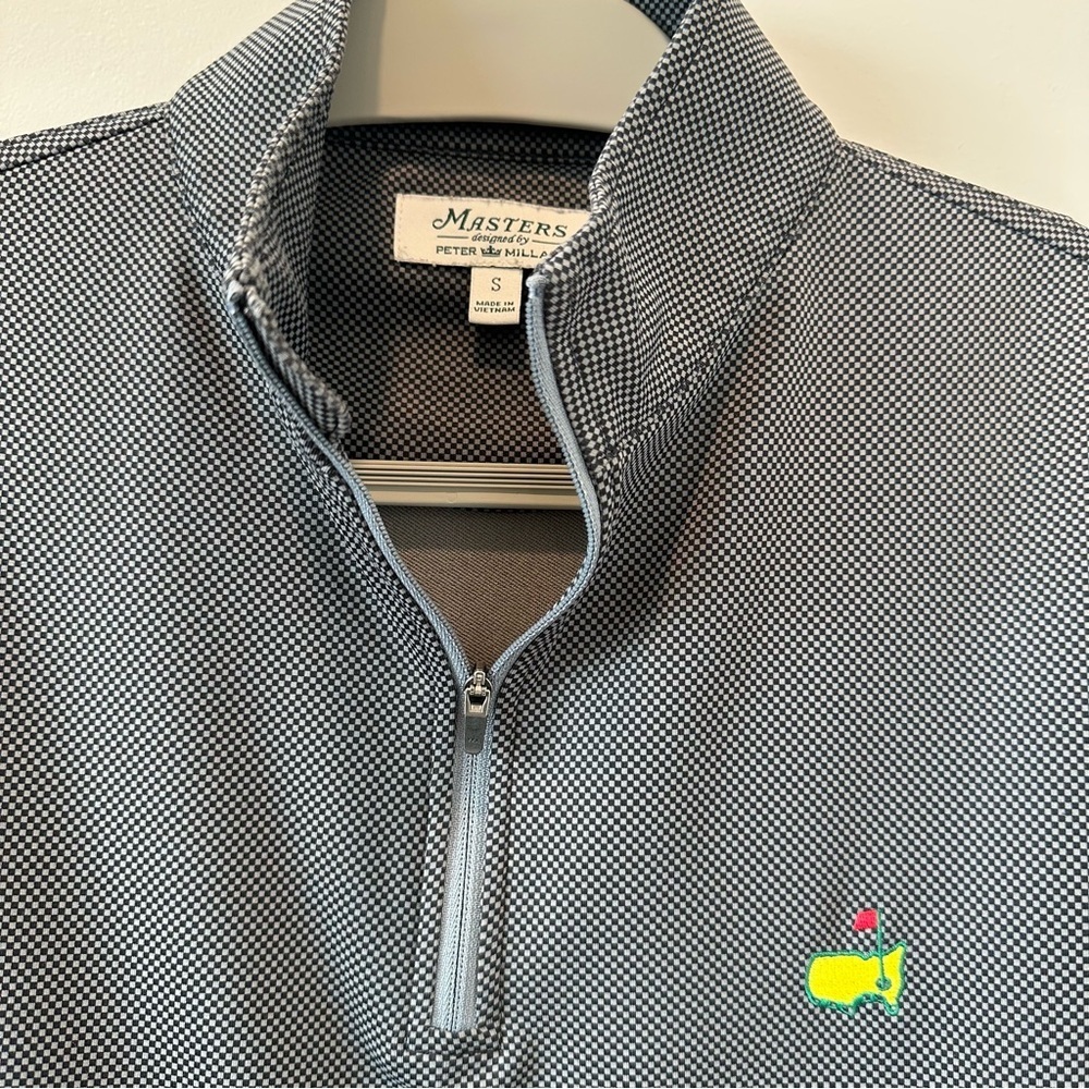 Peter Millar Masters Quarter Zip Jacket Black Gray Augusta Golf Long Sleeve Mens - Picture 3 of 6